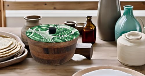 Tortillero Artesanal De Madera De Parota Con Tapa Decorada Y Resina – Hecho A Mano En México Por Mujeres Artesanas Modelo: Monstera