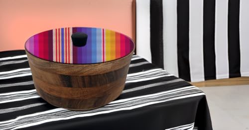 Tortillero Artesanal De Madera De Parota Con Tapa Decorada Y Resina – Hecho A Mano En México Por Mujeres Artesanas Modelo: Zarape
