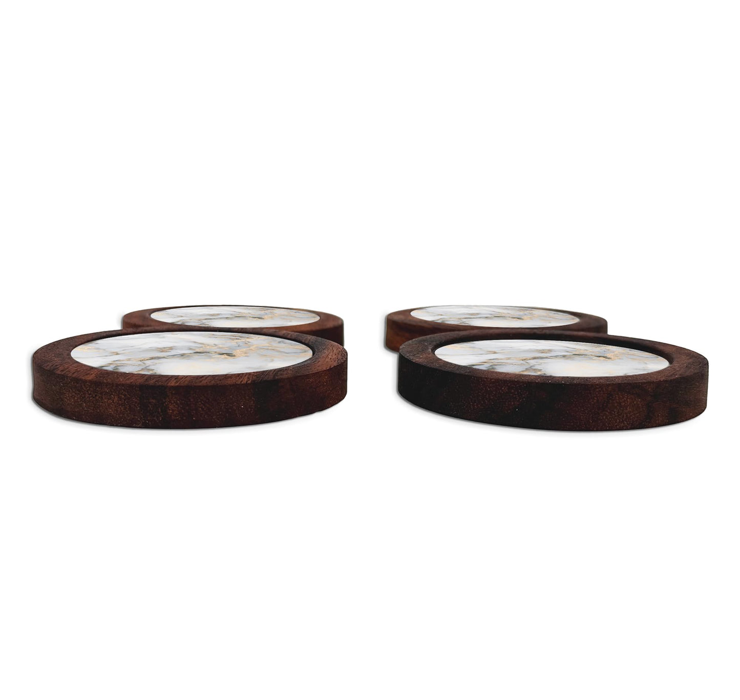 Juego De 4 Portavasos Artesanales, Coasters Hechos A Mano. Modelo: Mármol Imperial | Hecho a mano en México