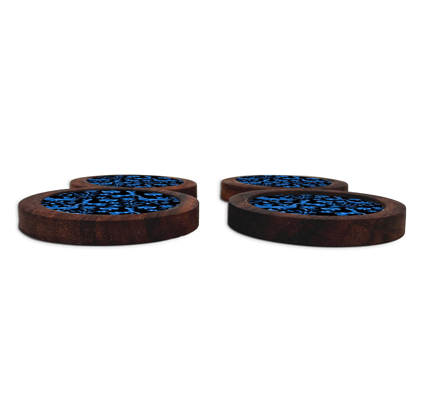 Juego De 4 Portavasos Artesanales, Coasters Hechos A Mano. Modelo: Otomí Negro | Hecho a mano en México