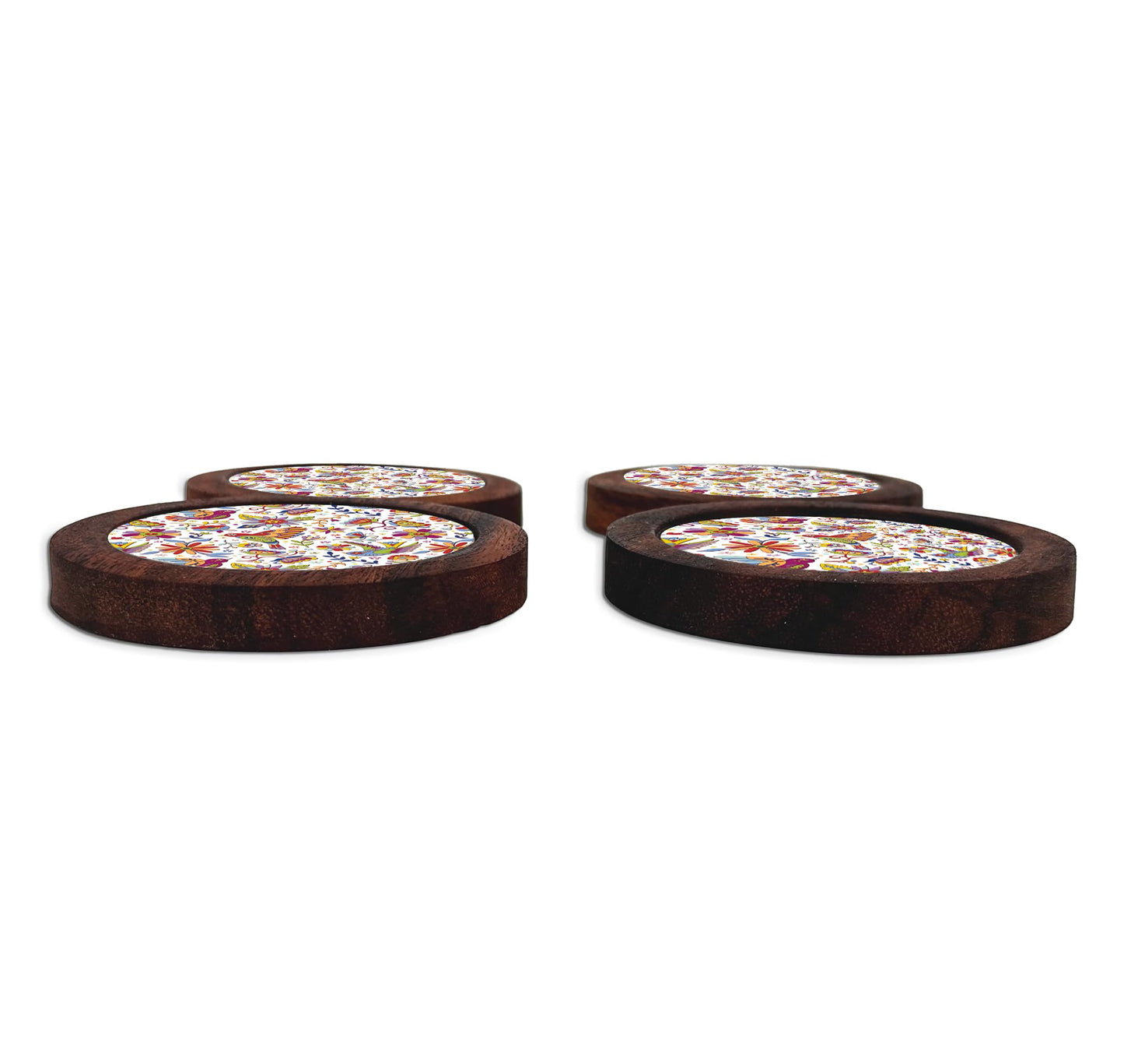 Juego De 4 Portavasos Artesanales, Coasters Hechos A Mano. Modelo: Folklorico | Hecho a mano en México