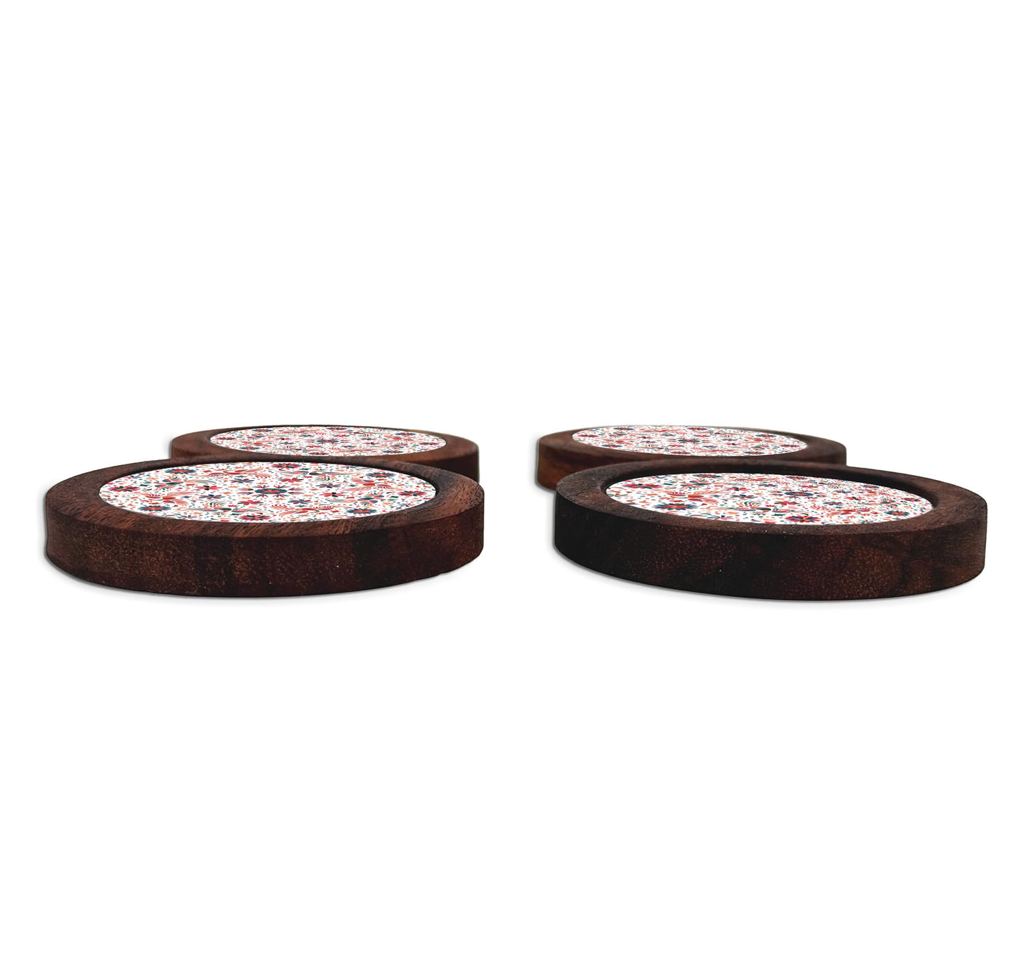 Juego De 4 Portavasos Artesanales, Coasters Hechos A Mano. Modelo: Tenango Blanco | Hecho a mano en México