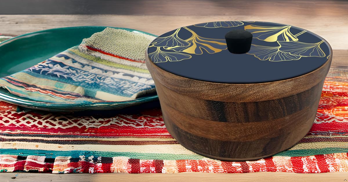 Tortillero Artesanal De Madera De Parota Con Tapa Decorada Y Resina – Hecho A Mano En México Por Mujeres Artesanas Modelo: Fiori