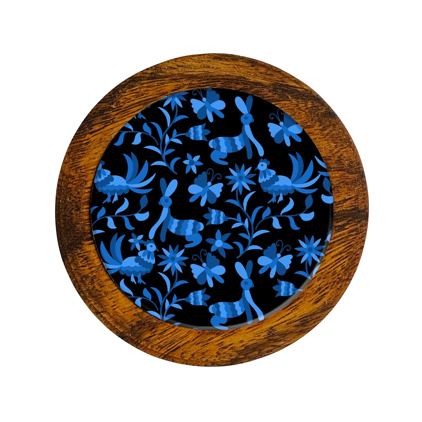 Juego De 4 Portavasos Artesanales, Coasters Hechos A Mano. Modelo: Otomí Negro | Hecho a mano en México