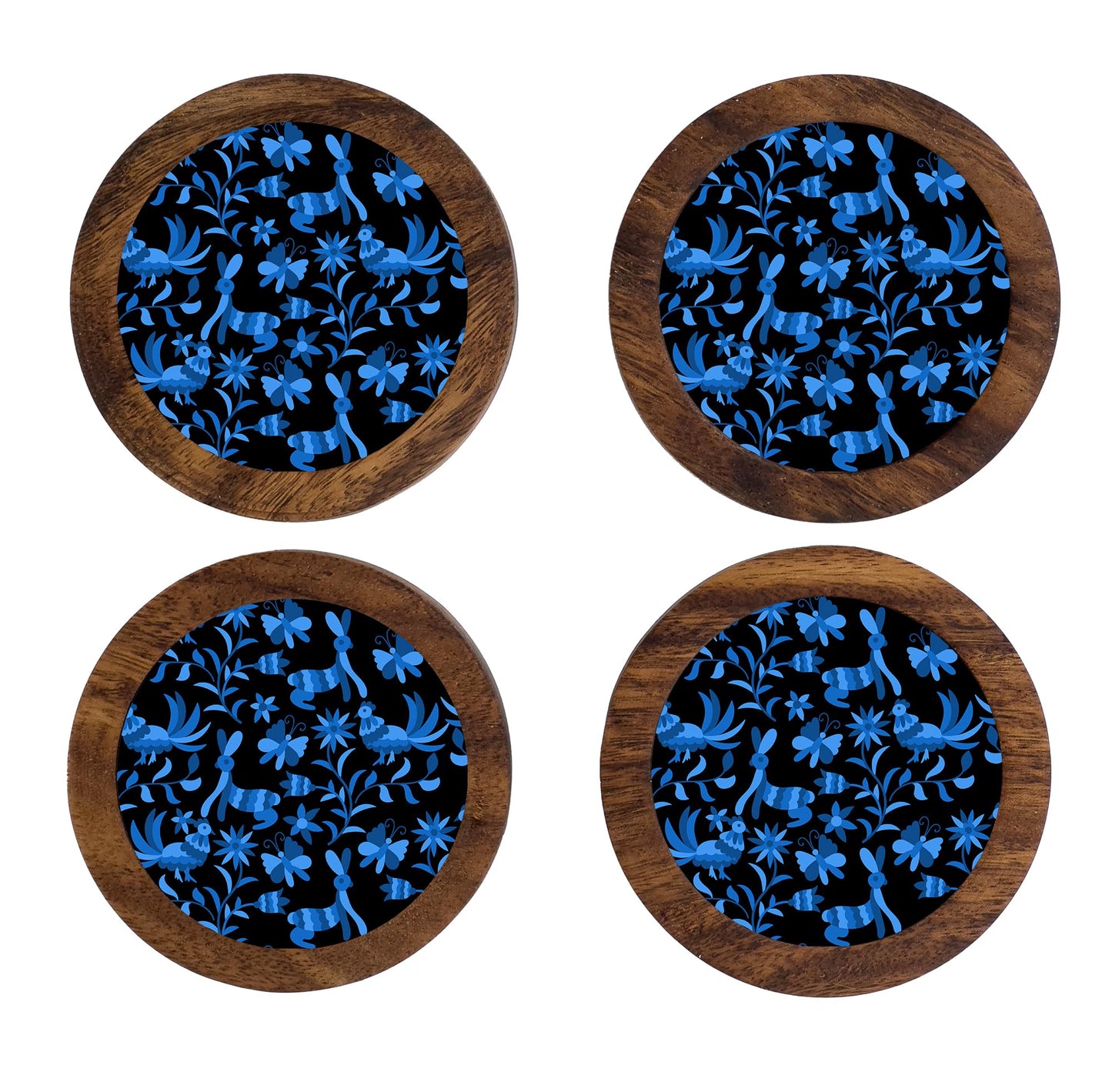 Imagen de tortillero artesanal – juego de 4 portavasos artesanales, coasters hechos a mano. modelo: otomí negro | hecho a mano en méxico artesanal mexicano