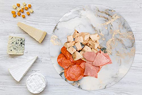 Tabla Redonda Para Quesos, Botanas Y Carnes Frias Hecha A Mano. Modelo Mármol Imperial | Hecho a mano en México