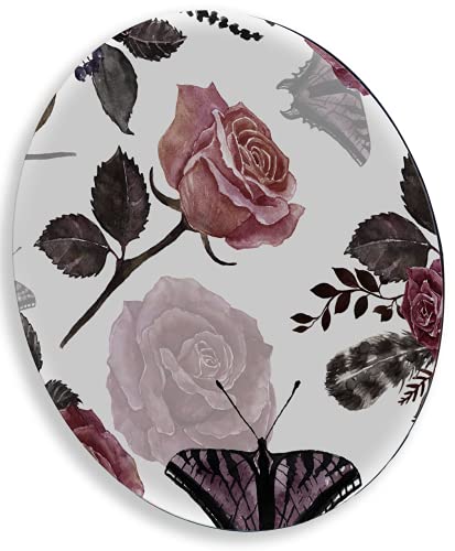 Tabla Redonda Para Quesos, Botanas Y Carnes Frias Hecha A Mano. Modelo Rosas Y Mariposas. | Hecho a mano en México