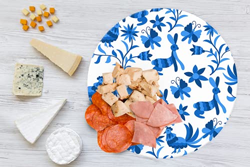 Tabla Redonda Para Quesos, Botanas Y Carnes Frias Hecha A Mano. Modelo Otomí Blanco | Hecho a mano en México