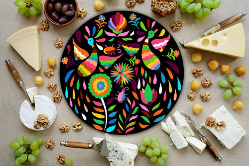 Tabla Redonda Para Quesos, Botanas Y Carnes Frias Hecha A Mano. Diseño: Tenangos Multicolor | Hecho a mano en México