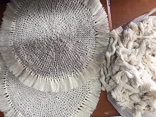 Juego de 4 manteles individuales bajo platos o platos base de macramé tejido a mano estilo boho y hecho en México por artesanas de San Luis Potosí