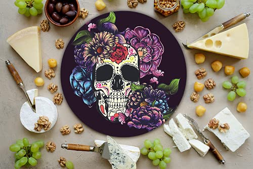 Tabla Redonda Para Quesos, Botanas Y Carnes Frias Hecha A Mano. Modelo Cráneo Catrina | Hecho a mano en México