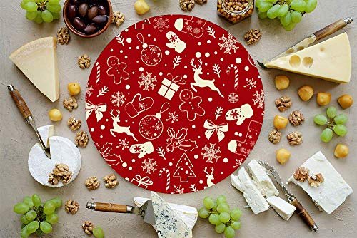 Tabla Redonda Para Quesos, Botanas Y Carnes Frias Hecha A Mano. Modelo Noche De Paz, Navidad | Hecho a mano en México