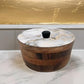 Tortillero Artesanal De Madera De Parota Con Tapa Decorada Y Resina – Hecho A Mano En México Por Mujeres Artesanas Modelo: Mármol Deluxe
