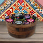 Tortillero Artesanal De Madera De Parota Con Tapa Decorada Y Resina – Hecho A Mano En México Por Mujeres Artesanas Modelo: Calaveritas