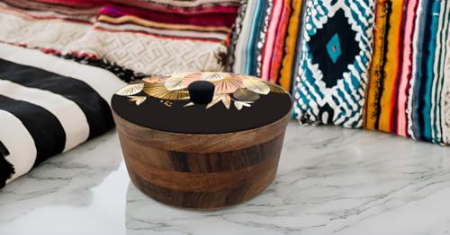 Tortillero Artesanal De Madera De Parota Con Tapa Decorada Y Resina – Hecho A Mano En México Por Mujeres Artesanas Modelo: Eleganza