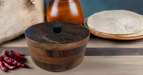 Tortillero Artesanal De Madera De Parota Con Tapa Decorada Y Resina – Hecho A Mano En México Por Mujeres Artesanas Modelo: Marquina