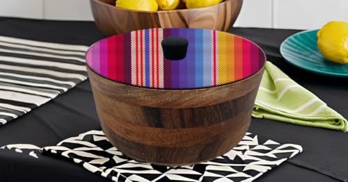 Tortillero Artesanal De Madera De Parota Con Tapa Decorada Y Resina – Hecho A Mano En México Por Mujeres Artesanas Modelo: Zarape