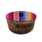 Imagen de tortillero artesanal de madera de parota con tapa decorada y resina – hecho a mano en méxico por mujeres artesanas modelo: zarape artesanal mexicano