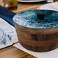 Tortillero Artesanal De Madera De Parota Con Tapa Decorada Y Resina – Hecho A Mano En México Por Mujeres Artesanas Modelo: Oceánica