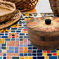 Tortillero Artesanal De Madera De Parota Con Tapa Decorada Y Resina – Hecho A Mano En México Por Mujeres Artesanas Modelo: Mosaico Italiano
