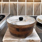Tortillero Artesanal De Madera De Parota Con Tapa Decorada Y Resina – Hecho A Mano En México Por Mujeres Artesanas Modelo: Mármol Deluxe