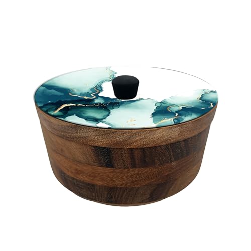 Tortillero Artesanal De Madera De Parota Con Tapa Decorada Y Resina – Hecho A Mano En México Por Mujeres Artesanas Modelo: Polanco
