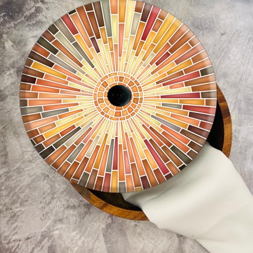Tortillero Artesanal De Madera De Parota Con Tapa Decorada Y Resina – Hecho A Mano En México Por Mujeres Artesanas Modelo: Mosaico Italiano
