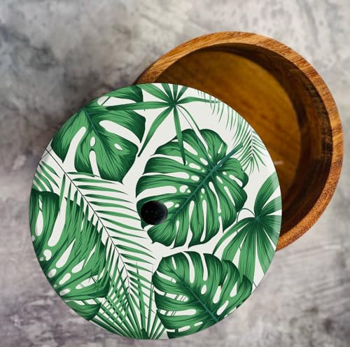 Tortillero Artesanal De Madera De Parota Con Tapa Decorada Y Resina – Hecho A Mano En México Por Mujeres Artesanas Modelo: Monstera