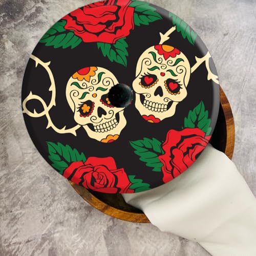 Tortillero Artesanal De Madera De Parota Con Tapa Decorada Y Resina – Hecho A Mano En México Por Mujeres Artesanas Modelo: Día De Muertos