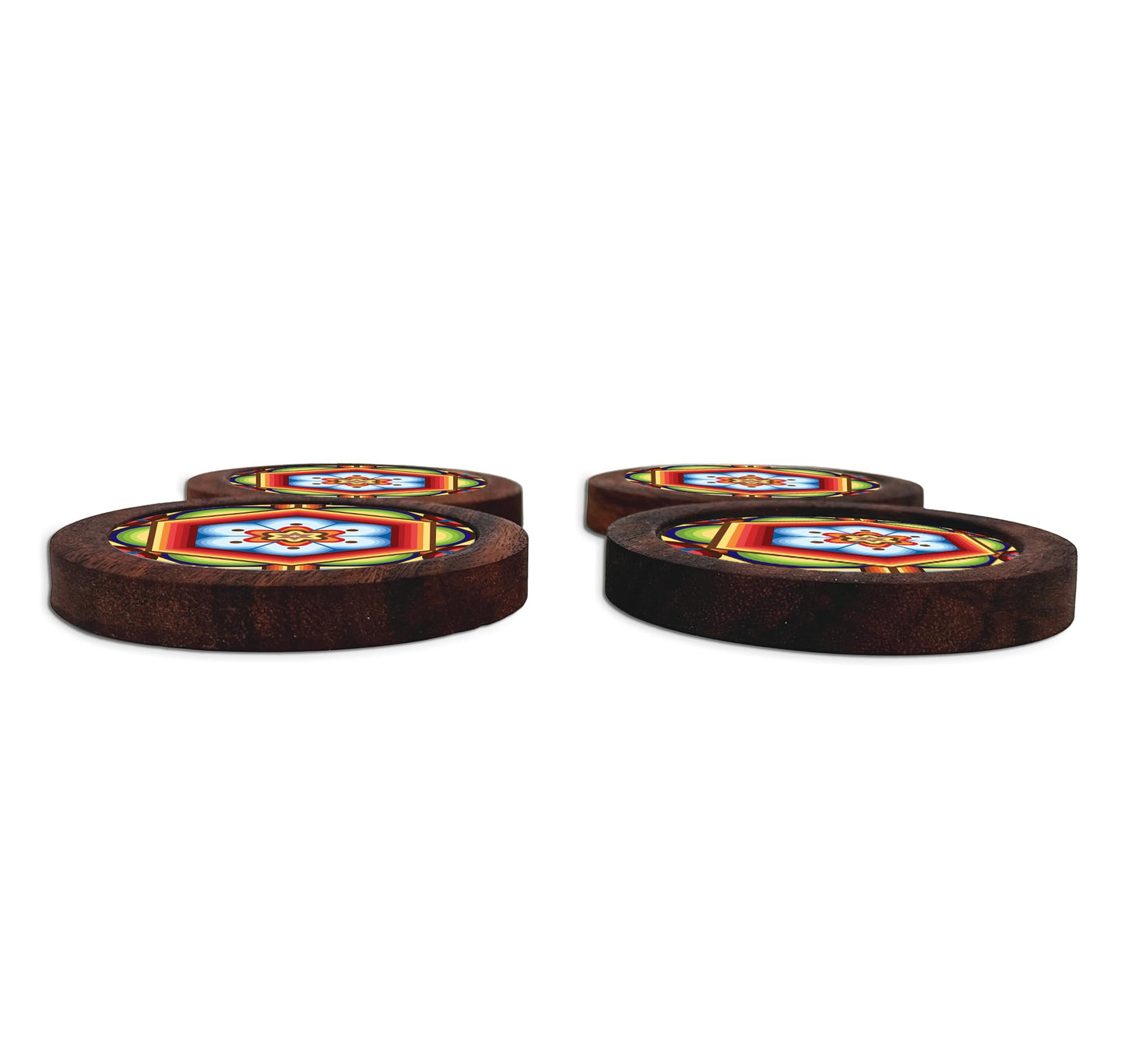 Juego De 4 Portavasos Artesanales, Coasters Hechos A Mano. Modelo: Huichol | Hecho a mano en México