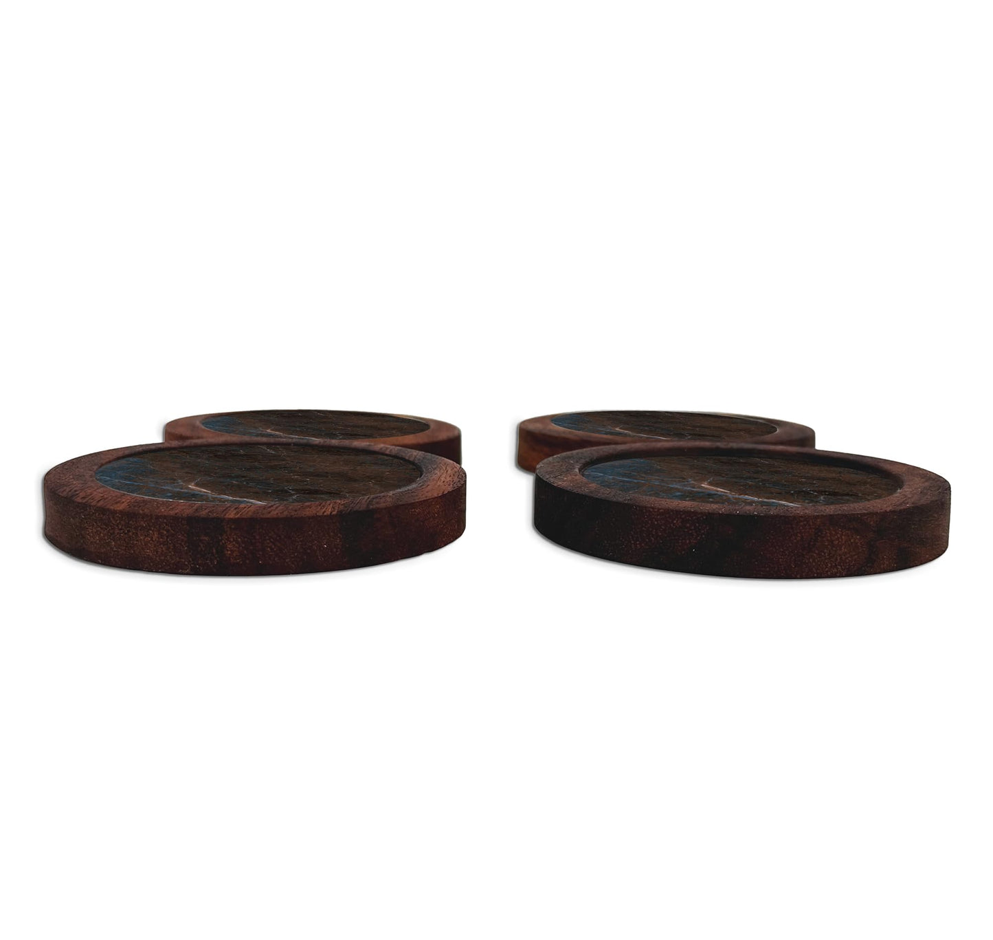 Juego De 4 Portavasos Artesanales, Coasters Hechos A Mano. Modelo: Marquina | Hecho a mano en México