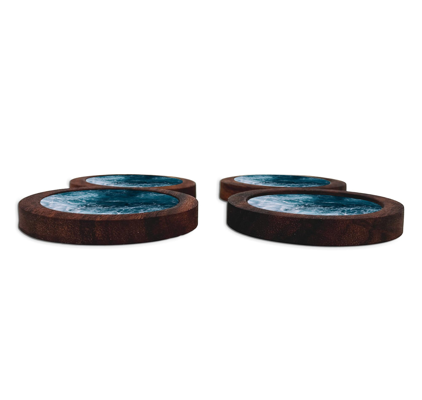 Juego De 4 Portavasos Artesanales, Coasters Hechos A Mano. Modelo: Oceánica | Hecho a mano en México