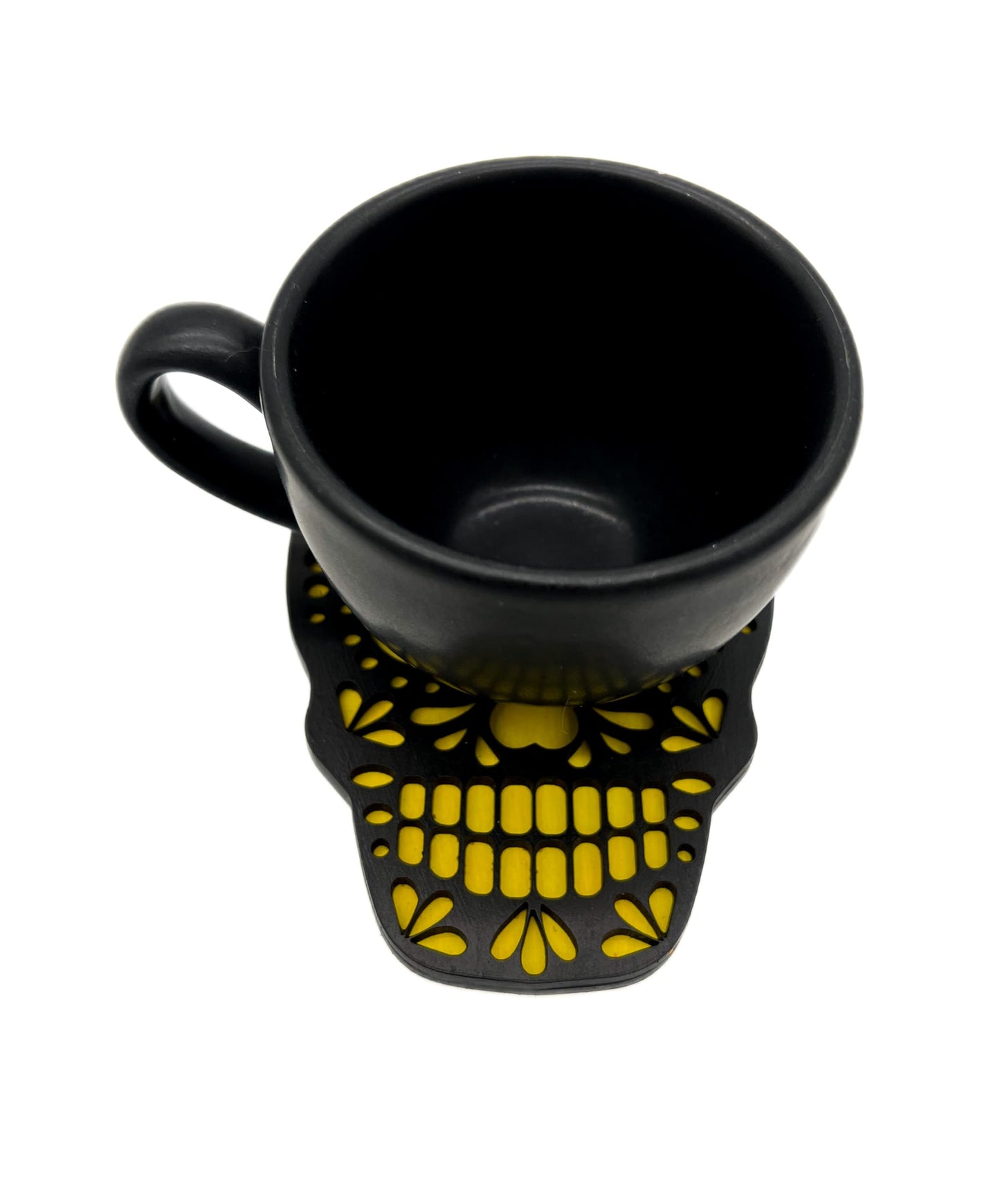 Set De Portavasos Día De Muertos En Forma De Calavera En Madera De Mdf - Hechos Y Pintados A Mano | Hecho a mano en México