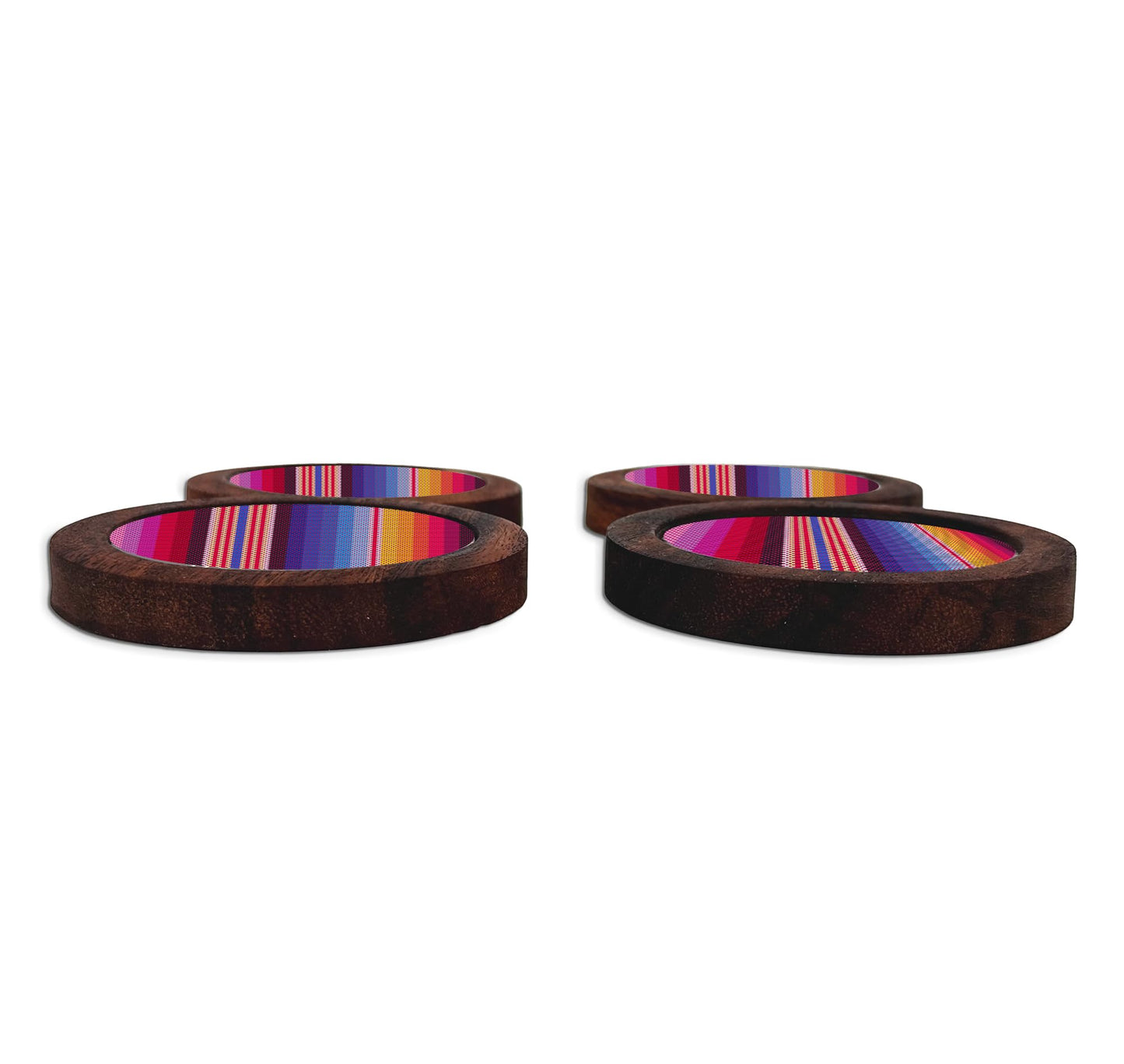Juego De 4 Portavasos Artesanales, Coasters Hechos A Mano. Modelo: Zarape | Hecho a mano en México