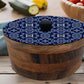 Tortillero Artesanal De Madera De Parota Con Tapa Decorada Y Resina – Hecho A Mano En México Por Mujeres Artesanas Modelo: Talavera Marino