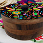 HASTA LA RAIZ | Tortillero Artesanal de Madera de Parota con Tapa Decorada y Resina – Hecho a Mano en México por Mujeres Artesanas Modelo: Tenango azul