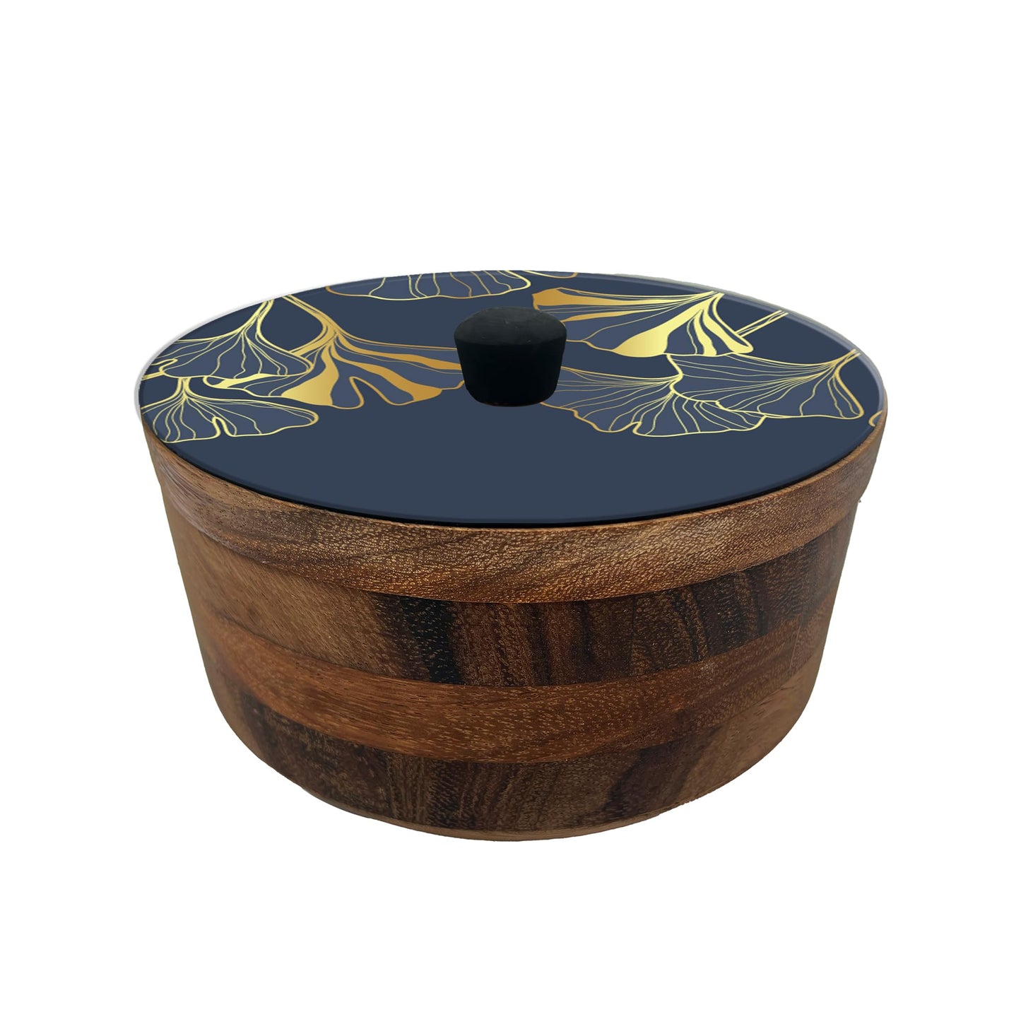 Imagen de tortillero artesanal de madera de parota con tapa decorada y resina – hecho a mano en méxico por mujeres artesanas modelo: fiori artesanal mexicano
