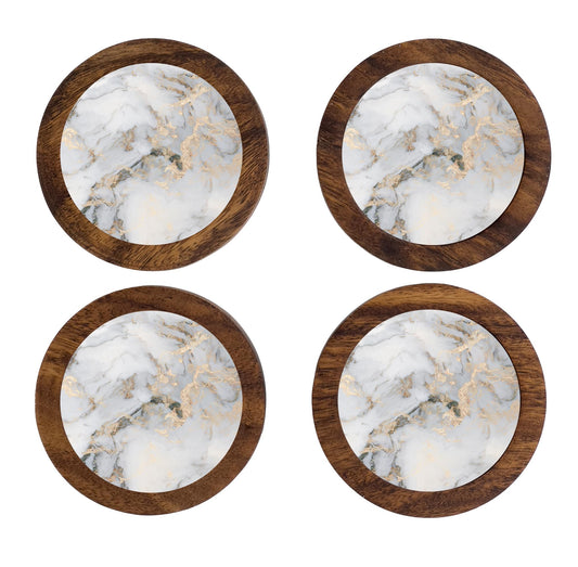 HASTA LA RAIZ | Juego de 4 Portavasos artesanales, coasters hechos a mano. Modelo: Mármol Imperial