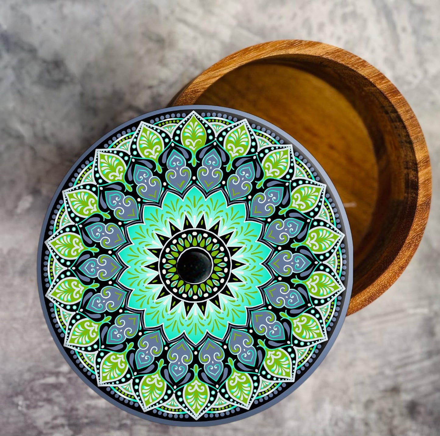 Tortillero Artesanal De Madera De Parota Con Tapa Decorada Y Resina – Hecho A Mano En México Por Mujeres Artesanas Modelo: Mandala