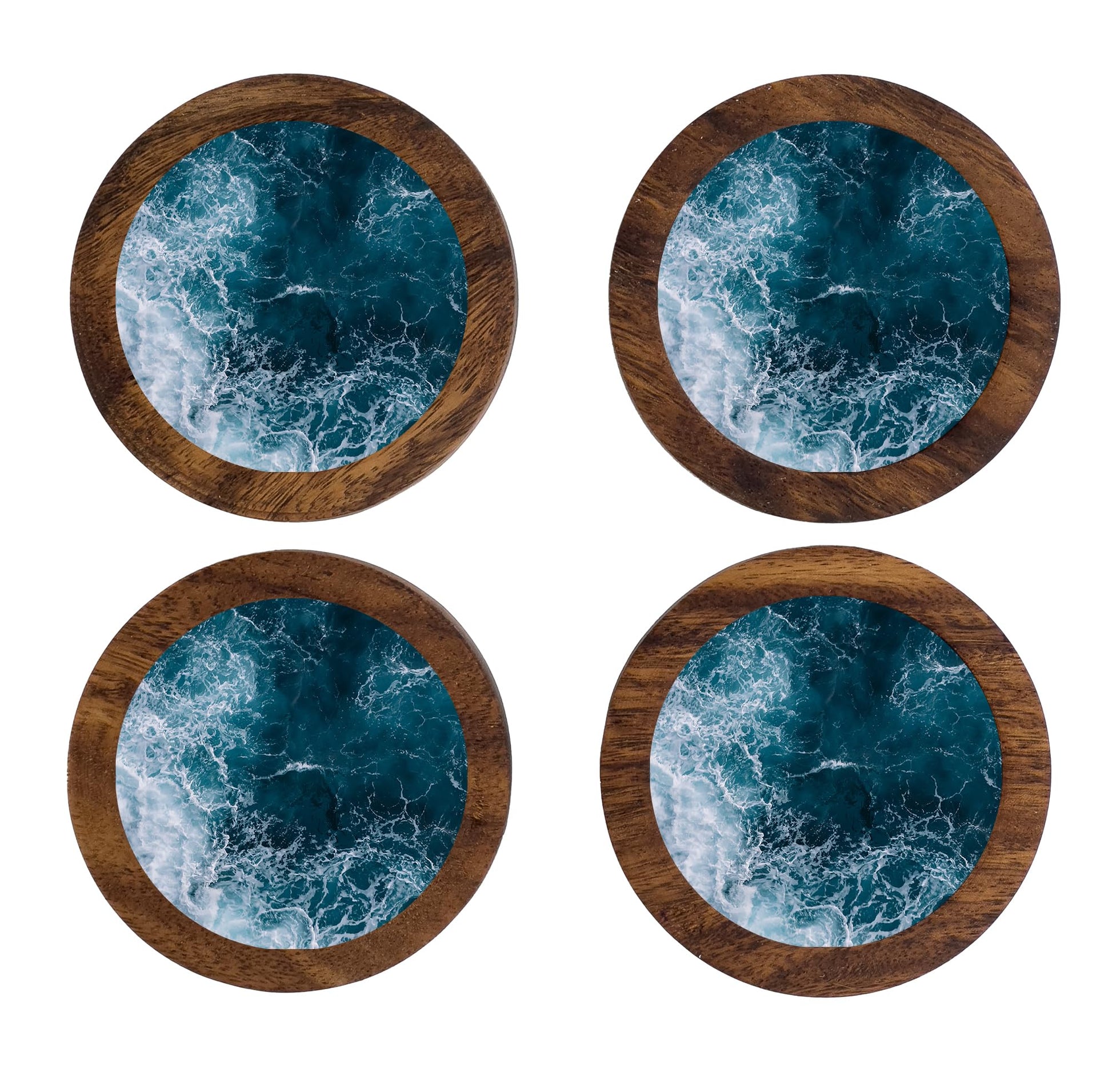 Imagen de tortillero artesanal – juego de 4 portavasos artesanales, coasters hechos a mano. modelo: oceánica | hecho a mano en méxico artesanal mexicano