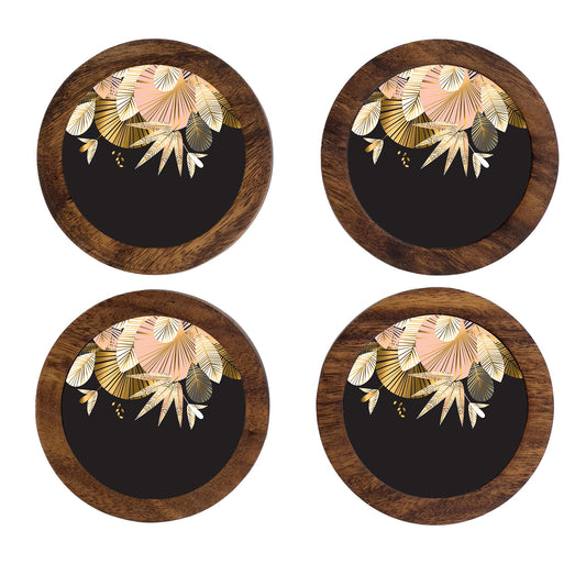 HASTA LA RAIZ | Juego de 4 Portavasos artesanales, coasters hechos a mano. Modelo: Eleganza