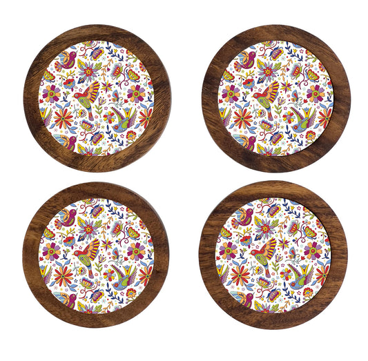 HASTA LA RAIZ | Juego de 4 Portavasos artesanales, coasters hechos a mano. Modelo: Folklorico