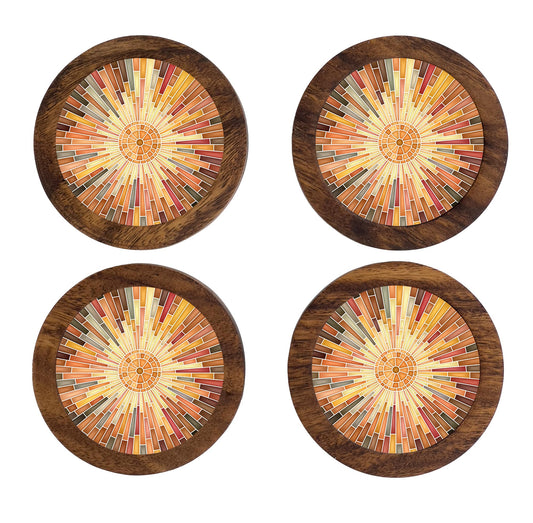 HASTA LA RAIZ | Juego de 4 Portavasos artesanales, coasters hechos a mano. Modelo: Italiano