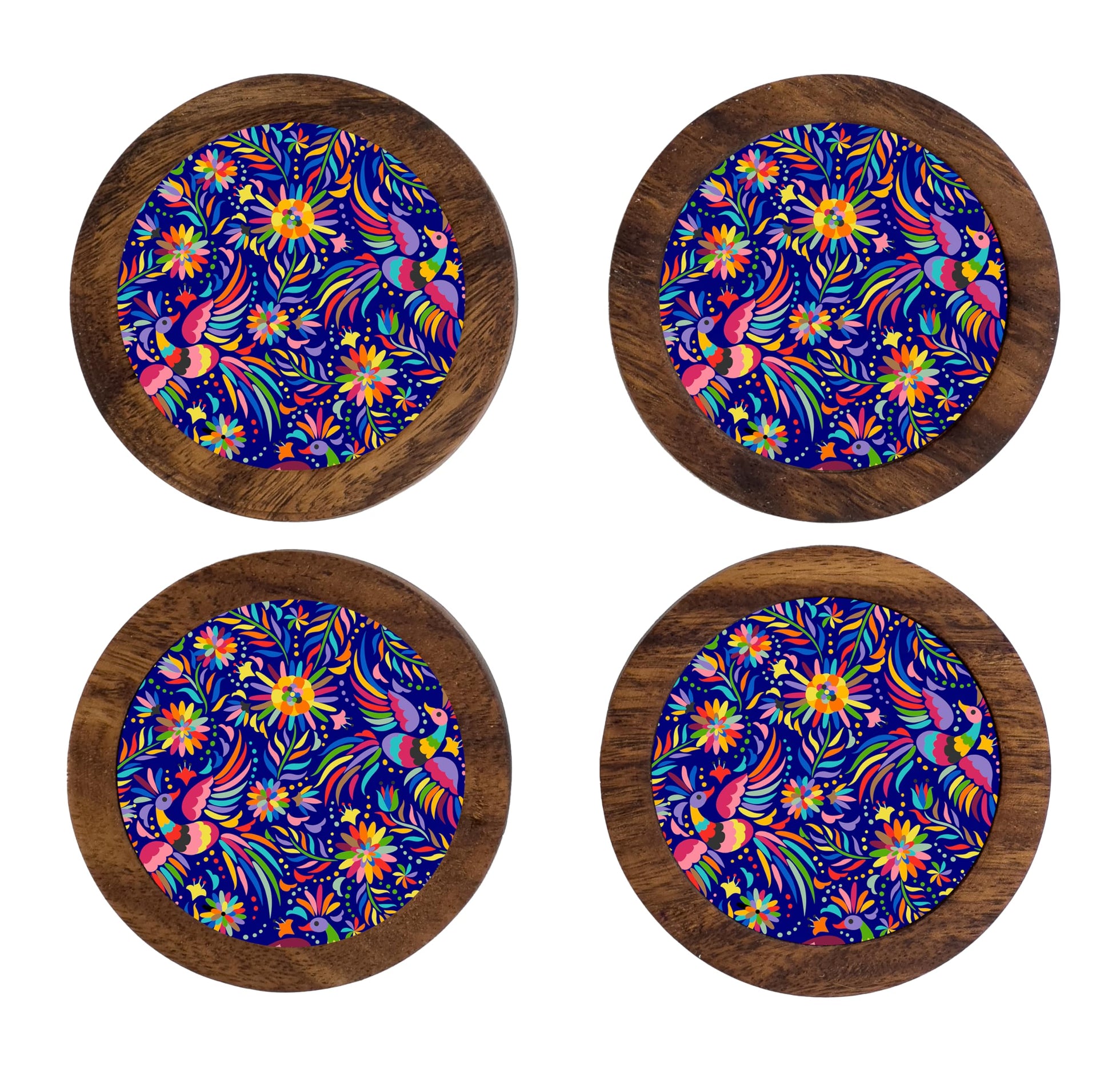 Imagen de tortillero artesanal – juego de 4 portavasos artesanales, coasters hechos a mano. modelo: tenango azul | hecho a mano en méxico artesanal mexicano