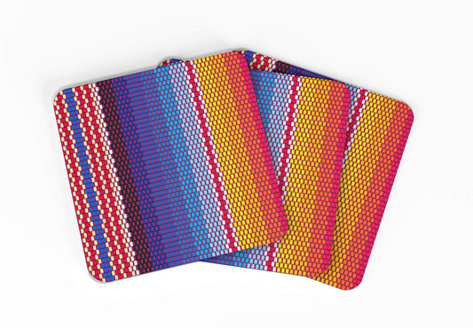 Juego de 6 Portavasos artesanales hechos a mano. Modelo Zarape