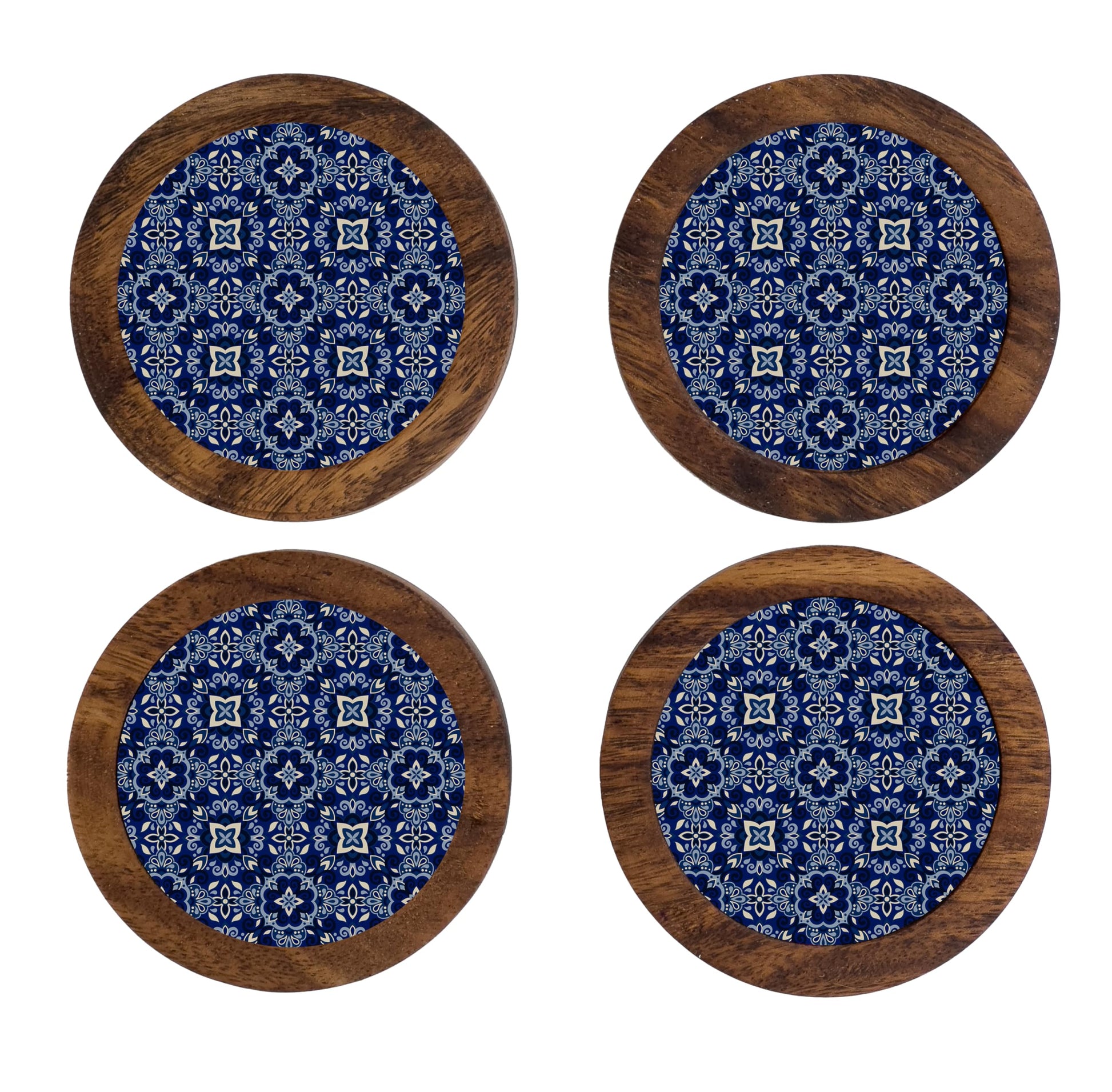 Imagen de tortillero artesanal – juego de 4 portavasos artesanales, coasters hechos a mano. modelo: talavera marino | hecho a mano en méxico artesanal mexicano