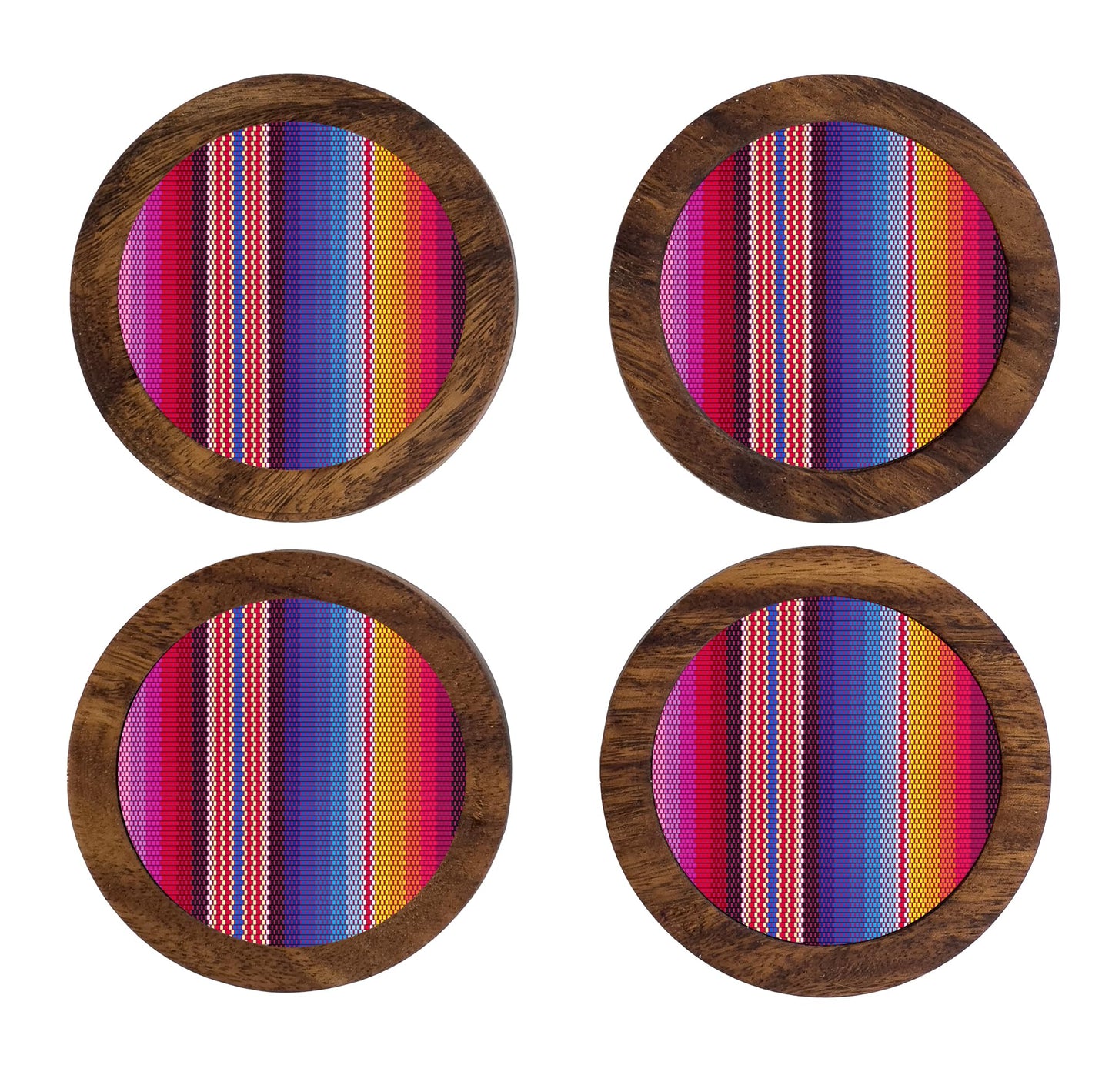 Imagen de tortillero artesanal – juego de 4 portavasos artesanales, coasters hechos a mano. modelo: zarape | hecho a mano en méxico artesanal mexicano