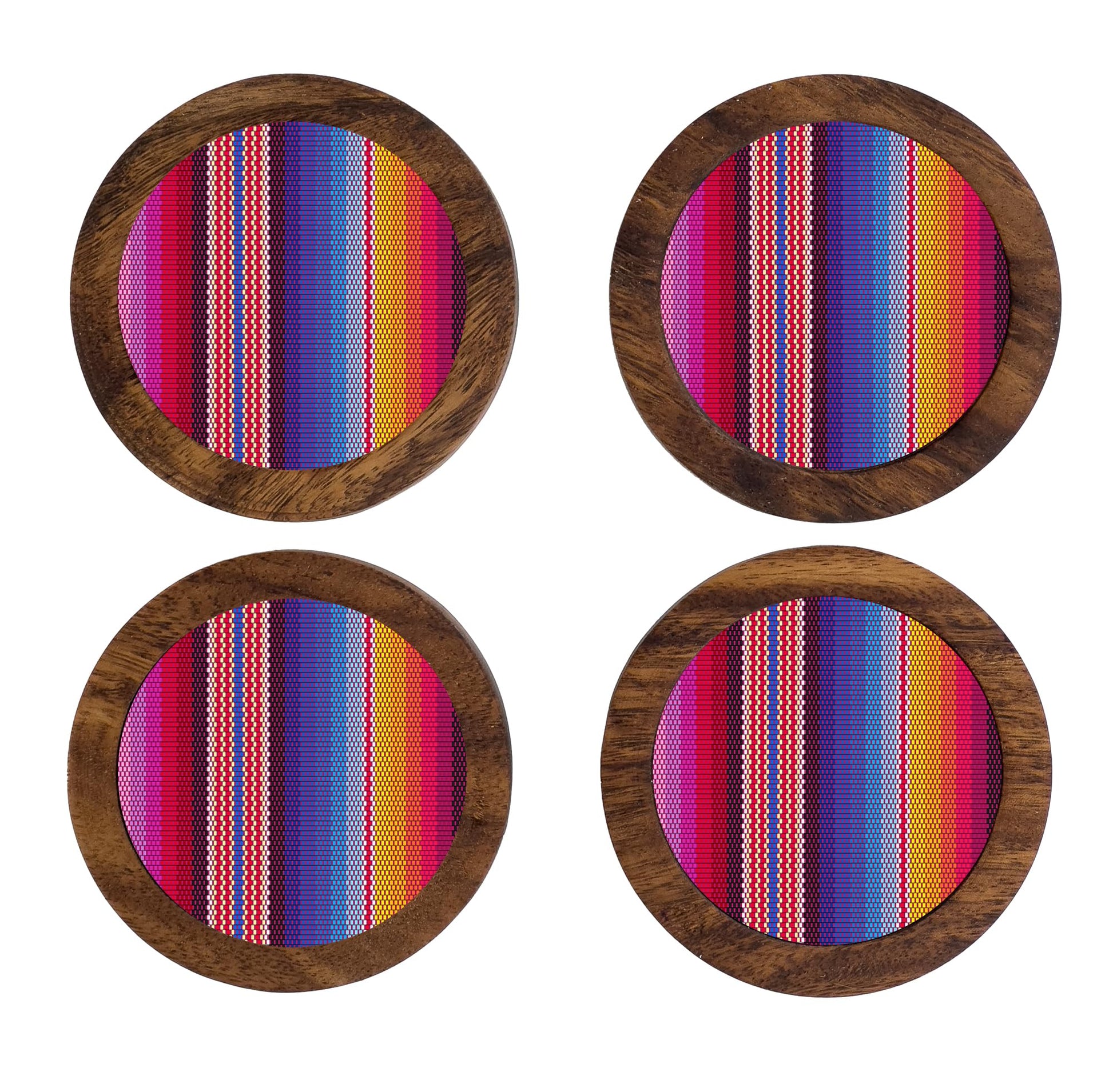 Imagen de tortillero artesanal – juego de 4 portavasos artesanales, coasters hechos a mano. modelo: zarape | hecho a mano en méxico artesanal mexicano