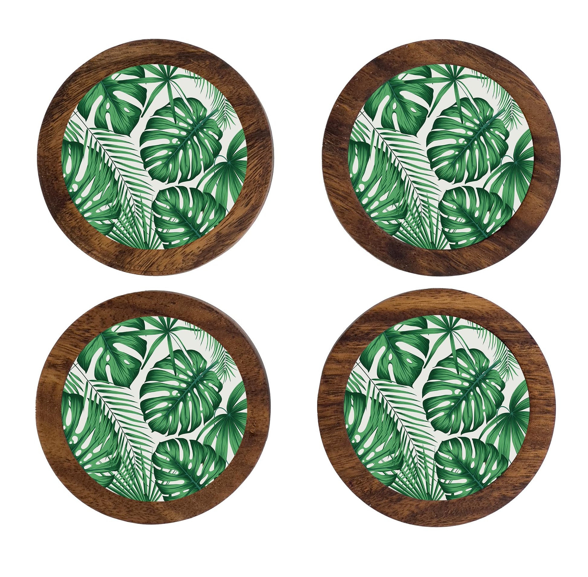 Imagen de tortillero artesanal – juego de 4 portavasos artesanales, coasters hechos a mano. modelo: monstera | hecho a mano en méxico artesanal mexicano