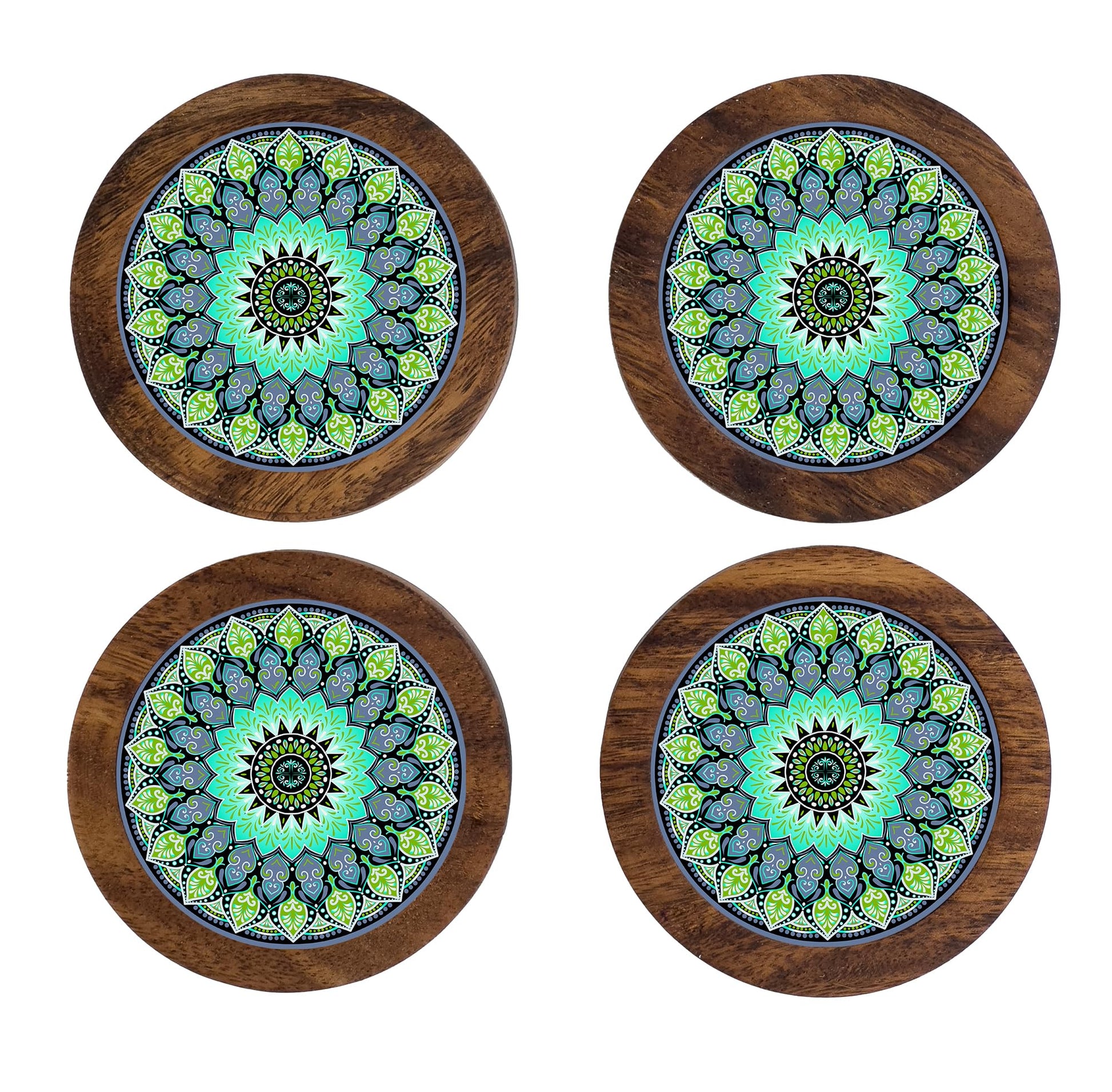 Imagen de tortillero artesanal – juego de 4 portavasos artesanales, coasters hechos a mano. modelo: mandala | hecho a mano en méxico artesanal mexicano